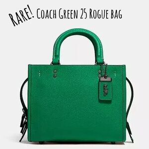 Coach Green Grass 25 Rare Glovetanned Leather Rogue Bag